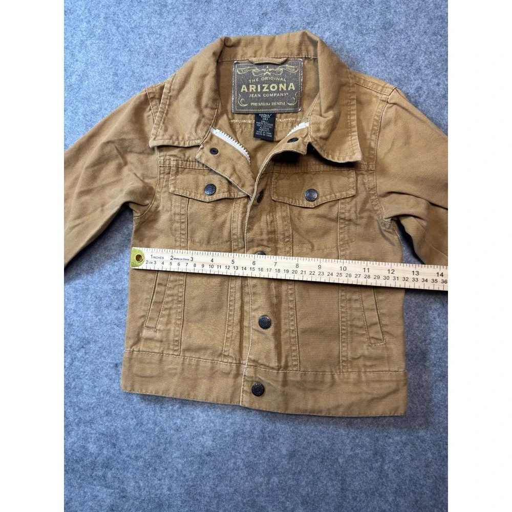 Arizona Jean Company Trucker Jacket Boys Small Tan Cotton Denim‎ Button Front